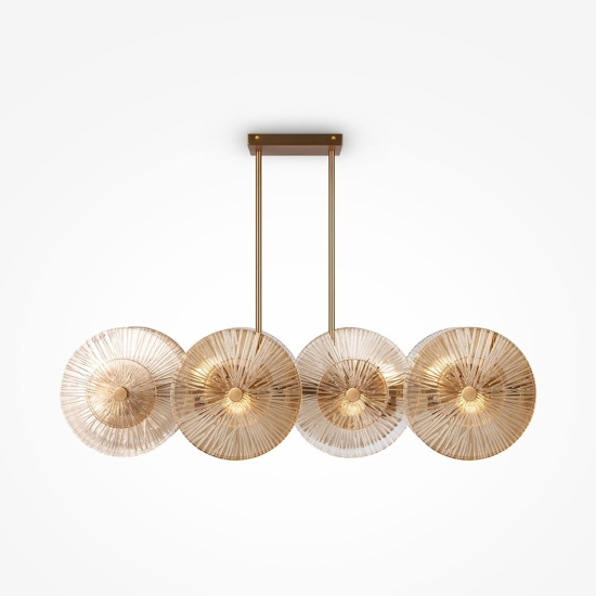 Maytoni aster lampadario moderno cerchi in vetro ambrato