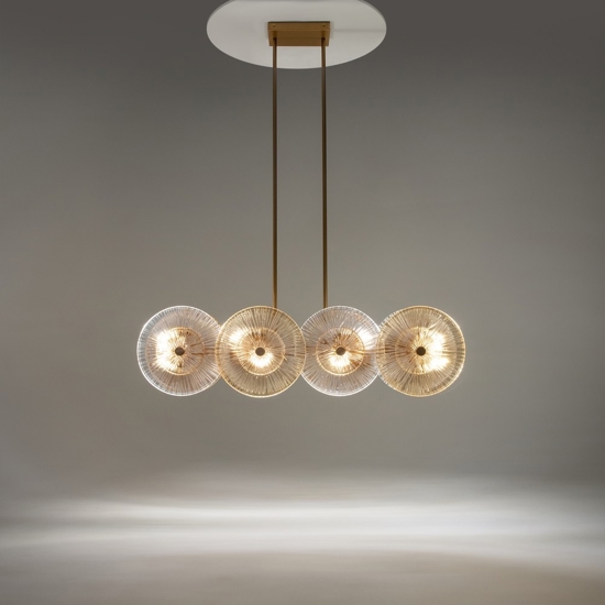 Maytoni aster lampadario moderno cerchi in vetro ambrato