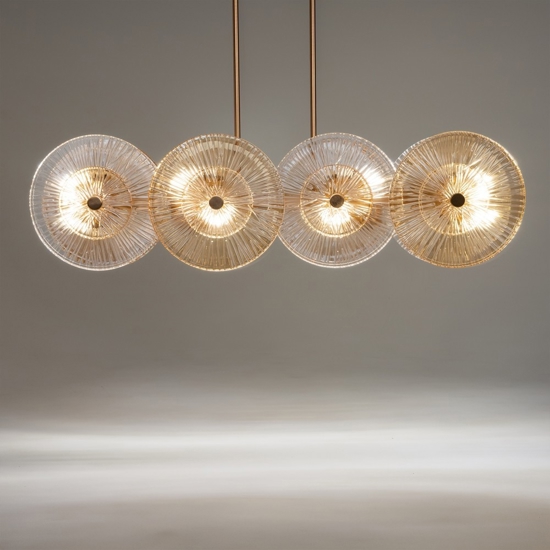 Maytoni aster lampadario moderno cerchi in vetro ambrato