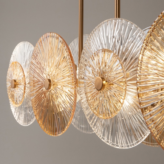 Maytoni aster lampadario moderno cerchi in vetro ambrato