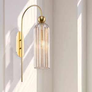 Maytoni antic applique da comodino colore oro e vetro ambrato