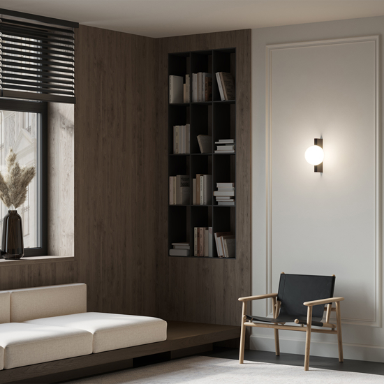 Maytoni avant-garde applique da parete minimal colore nero sfera in vetro