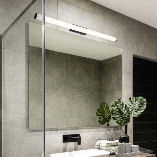 Applique specchio bagno nera 80cm led 8w 3000k