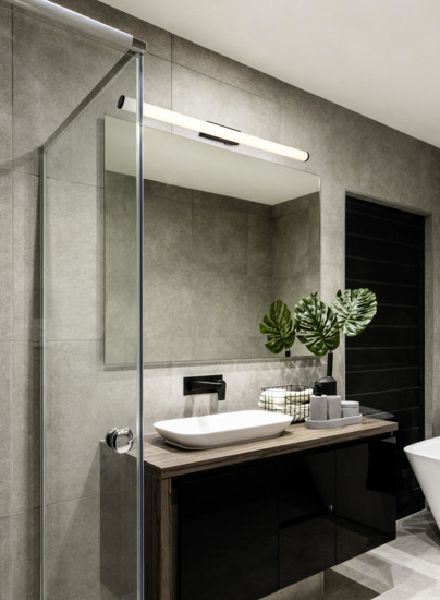 Applique specchio bagno nera 80cm led 8w 3000k
