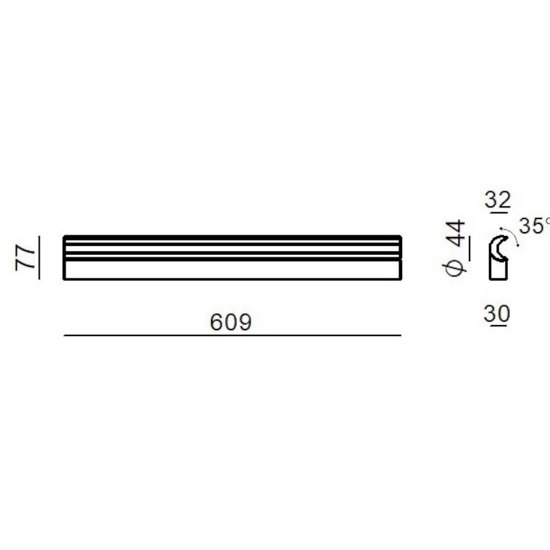 Applique bagno 3000k linea light halfpipe 2 cromo 60cm