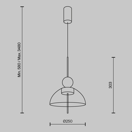 Maytoni bangkok lampada a sospensione led 12w 3000k paralume in vetro