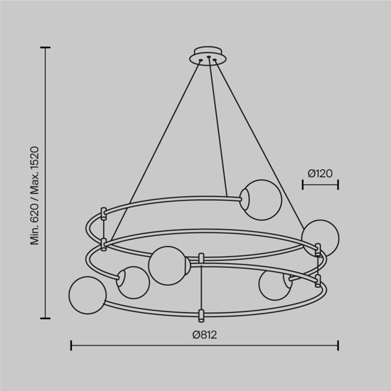 Maytoni balance lampadario moderno sfere in vetro