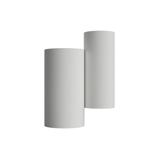 Applique di gesso doppio cilindro bianco luce biemissione