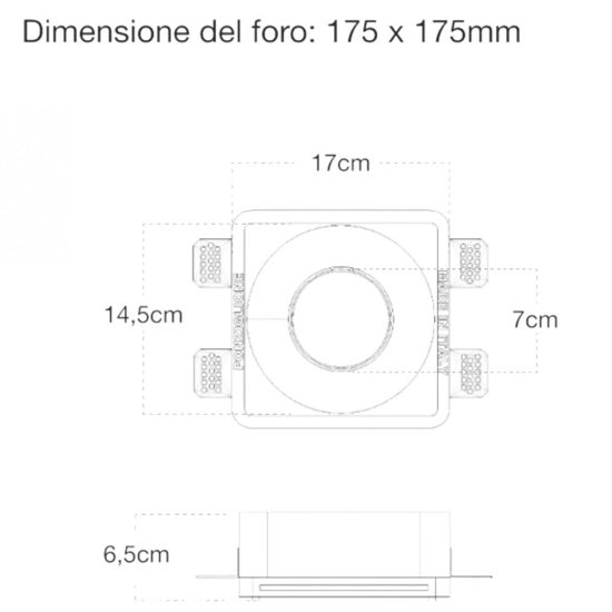 Faretto in gesso da incasso a soffitto gx53 tondo