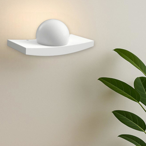Lampada da parete in gesso bianco sfera di vetro moderna