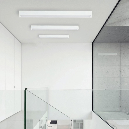 Plafoniera 122 cm bianca design sottile moderna led 22w 3000k