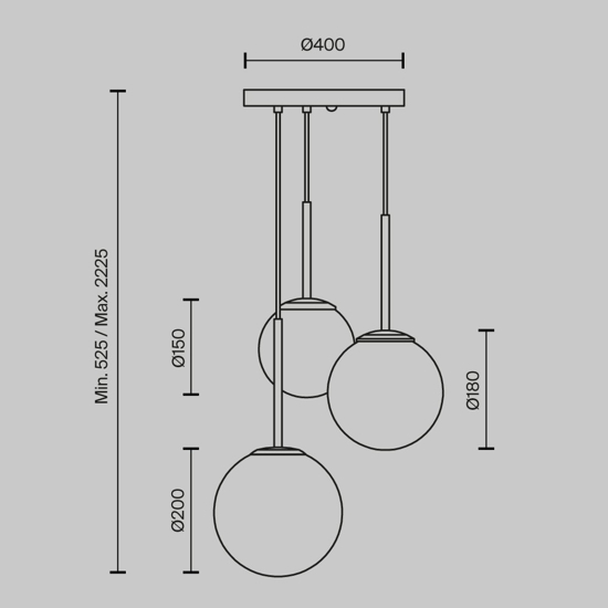Maytoni basic form lampadario camera da letto 3 sfere