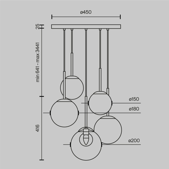 Maytoni basic form lampadario moderno per salotto sfere in vetro