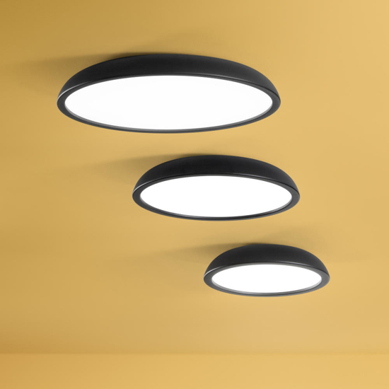 Isyluce zenal plafoniera led 27w 3000k 4000k dimmerabile nera rotonda
