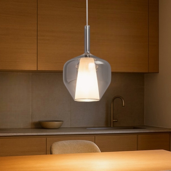Maytoni duality lampada a sospensione per isola cucina in vetro fume'