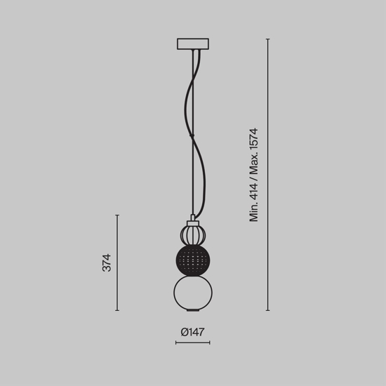 Maytoni collar lampada a sospensione led 16w 3000k vetro decorato
