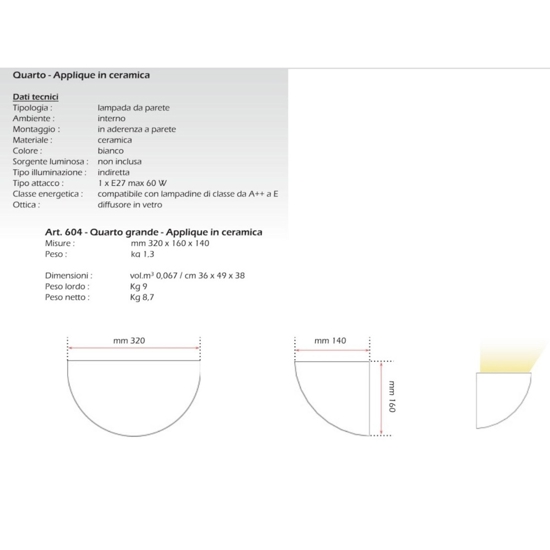 Isyluce applique in gesso bianco 