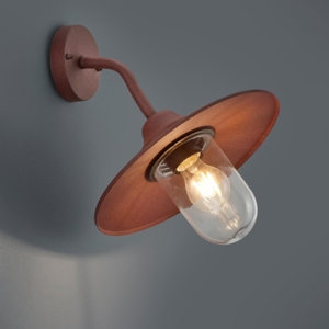 Applique rustica per esterno marrone ruggine diffusore in vetro