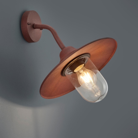 Applique rustica per esterno marrone ruggine diffusore in vetro