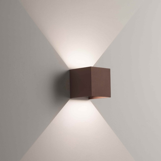 Applique per esterno led 6w 4000k cubo marrone corten