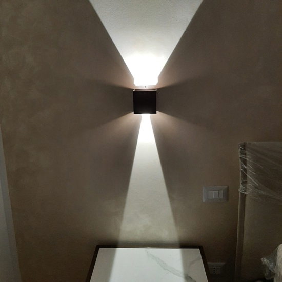 Applique per esterno led 6w 4000k cubo marrone corten