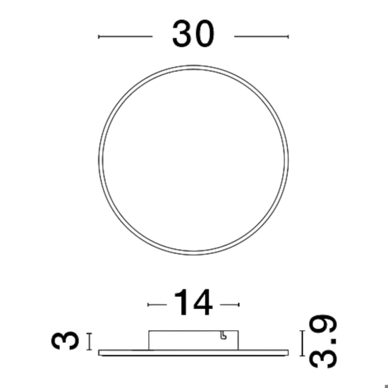 Applique 30cm moderna tonda disco bianco led 20w 3000k