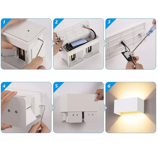 Applique per esterno led 4000k rettangolare bianca