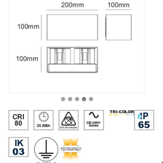 Applique per esterno led 4000k rettangolare bianca