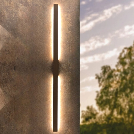 Applique da esterno bacchetta moderna marrone corten led 20w 3000k