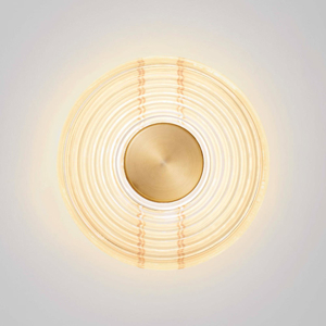 Applique disco da parete circolare oro vetro ambra