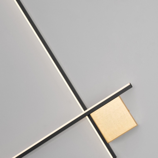 Applique bacchette oro nero 80cm moderna led 20w 3000k