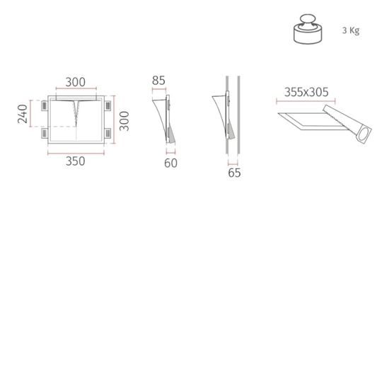 Applique da incasso design 13w 2700k in gesso led bianco