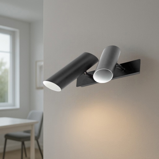 Applique da parete 2 orientabili moderna metallo nero gu10