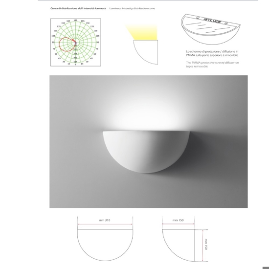 Applique gesso led 18w 3000k bianco
