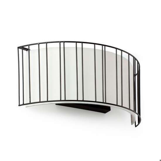 Lampada da parete applique nero paralume bianco moderna