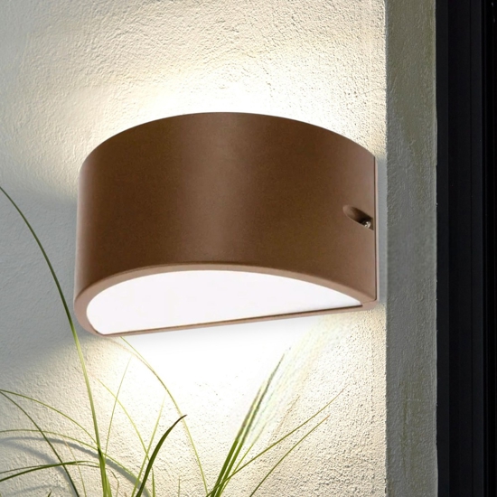 Applique da esterno curva corten marrone