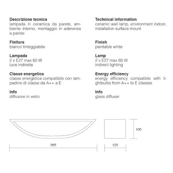 Isyluce applique di gesso curvo bianco