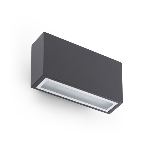 Applique da esterno rettangolare ip44 led 6w 3000k grigio scuro