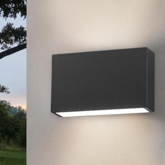 Applique da esterno rettangolare ip44 led 6w 3000k grigio scuro
