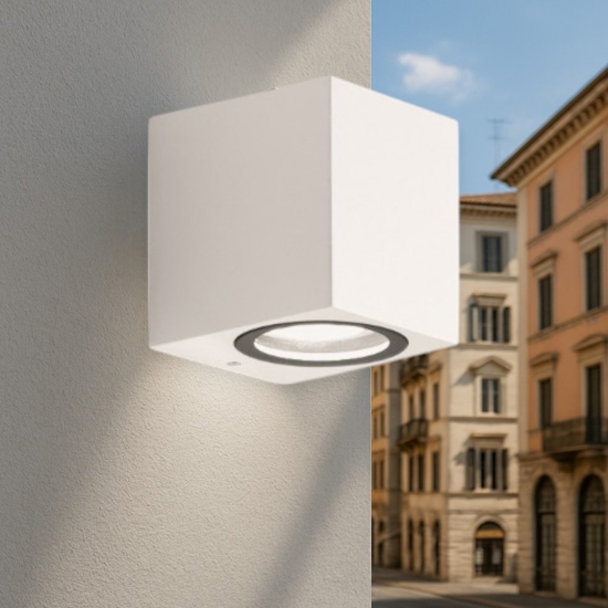 Isyluce applique per esterni moderni cubo bianco