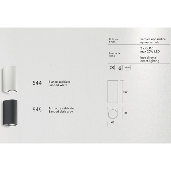 Lampada applique per esterno moderna antracite isyluce biemissione