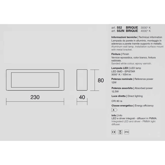 Applique per esterno bianca isyluce 12w 4000k
