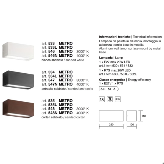 Isyluce applique per esterno r7s moderna corten