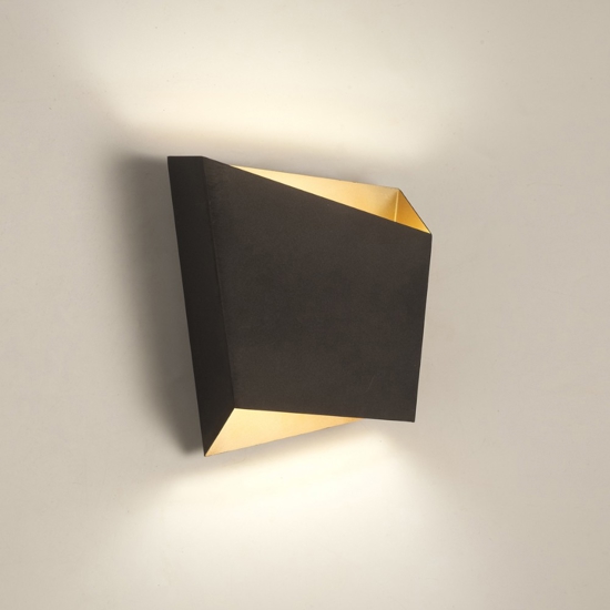 Applique per parete nero interno oro design moderna