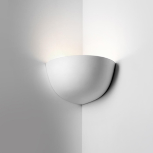 Applique bianco angolare da parete in gesso