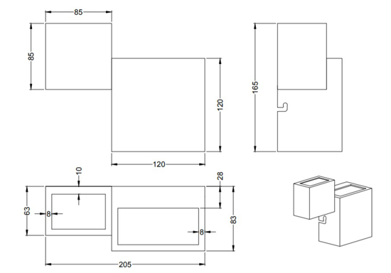 Applique led 12w 3000k moderna cubi nero dimmerabile