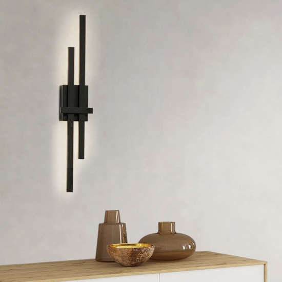 Applique led 12w 3000k nero design moderna per interni
