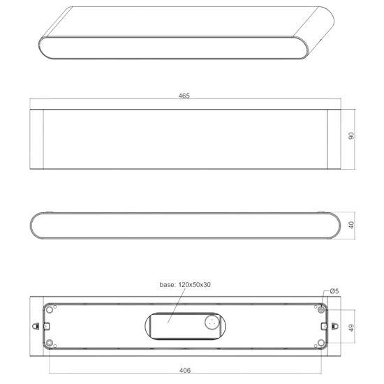 Applique per esterno led 16w 3000k rettangolare antracite