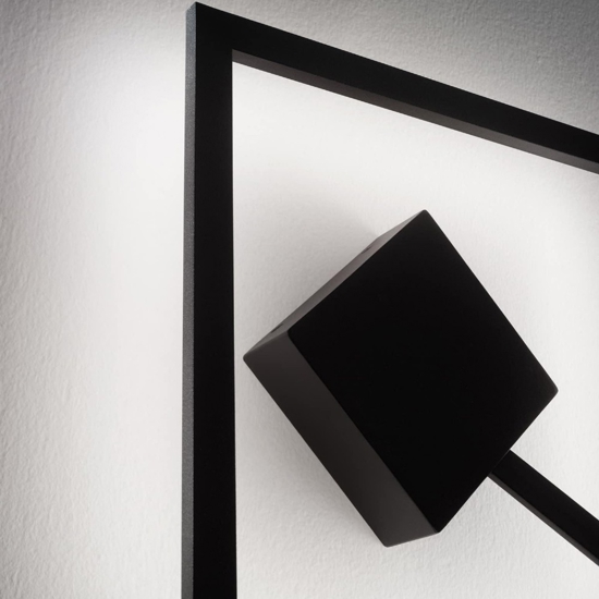 Applique nero quadrato led 19w 3000k moderno affralux quattro