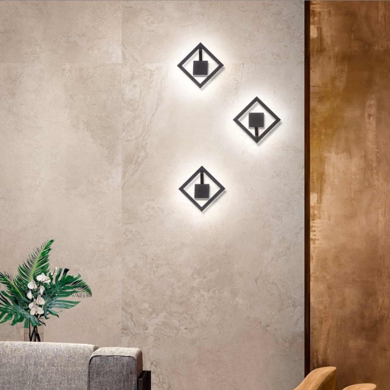 Applique nero quadrato led 19w 3000k moderno affralux quattro